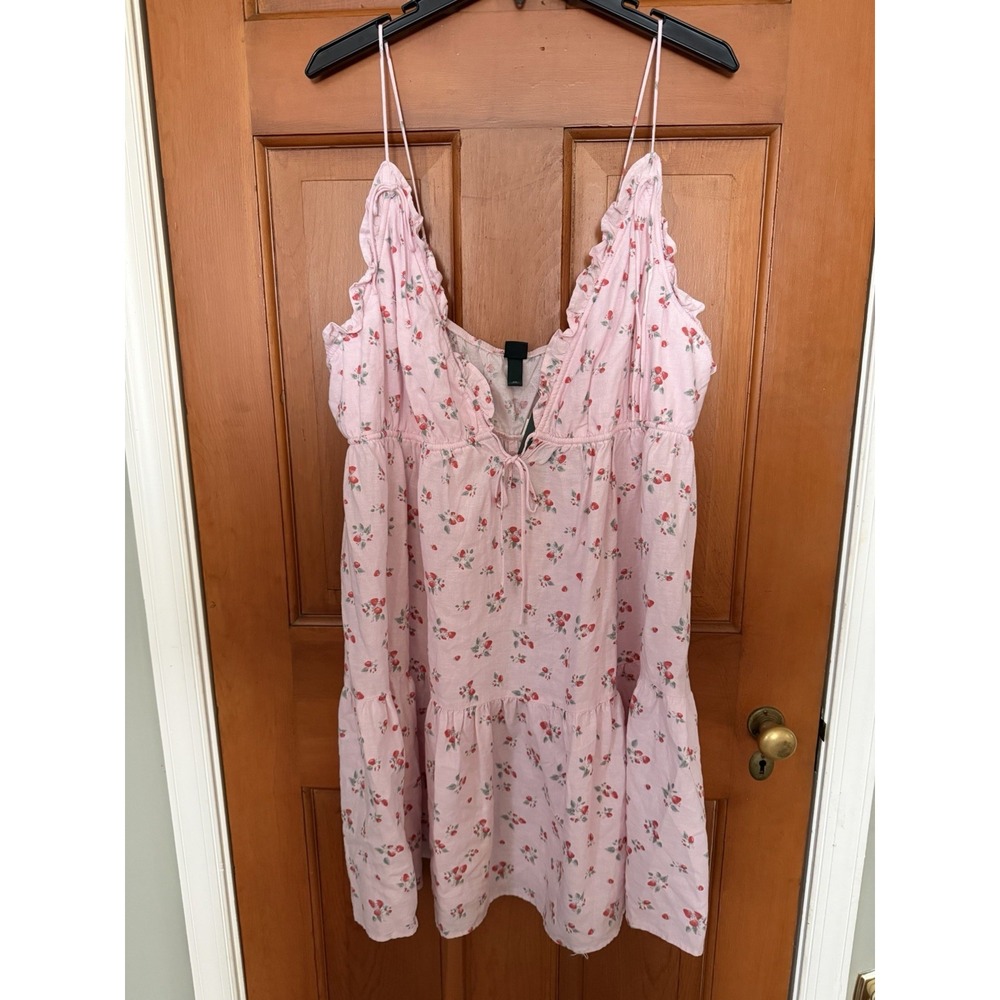 Women's Wild Fable Pink Strawberry Ruffle Triangle Mini Babydoll Dress XXL